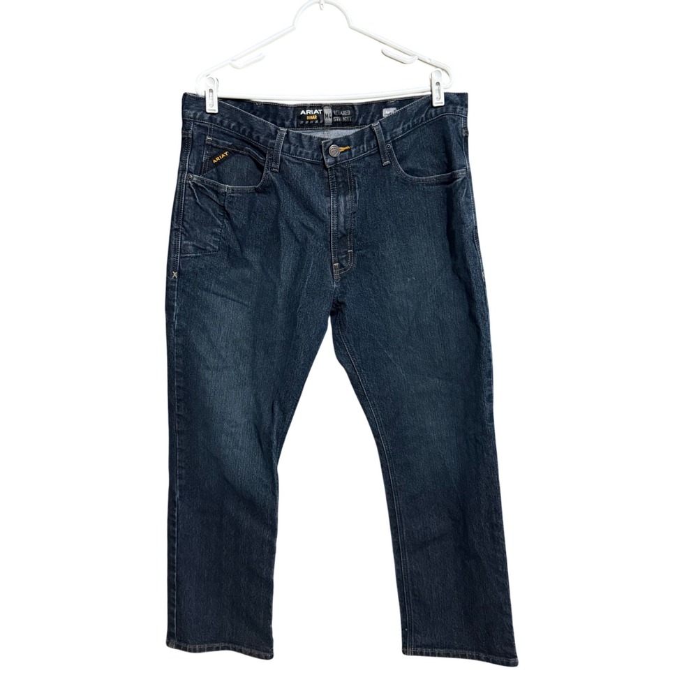 Ariat Rebar M4 Relaxed Straight Jeans Mens 36x30 Blue Denim Workwear Western